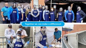 collage of image of NTN employees in PPE working at HAVEN